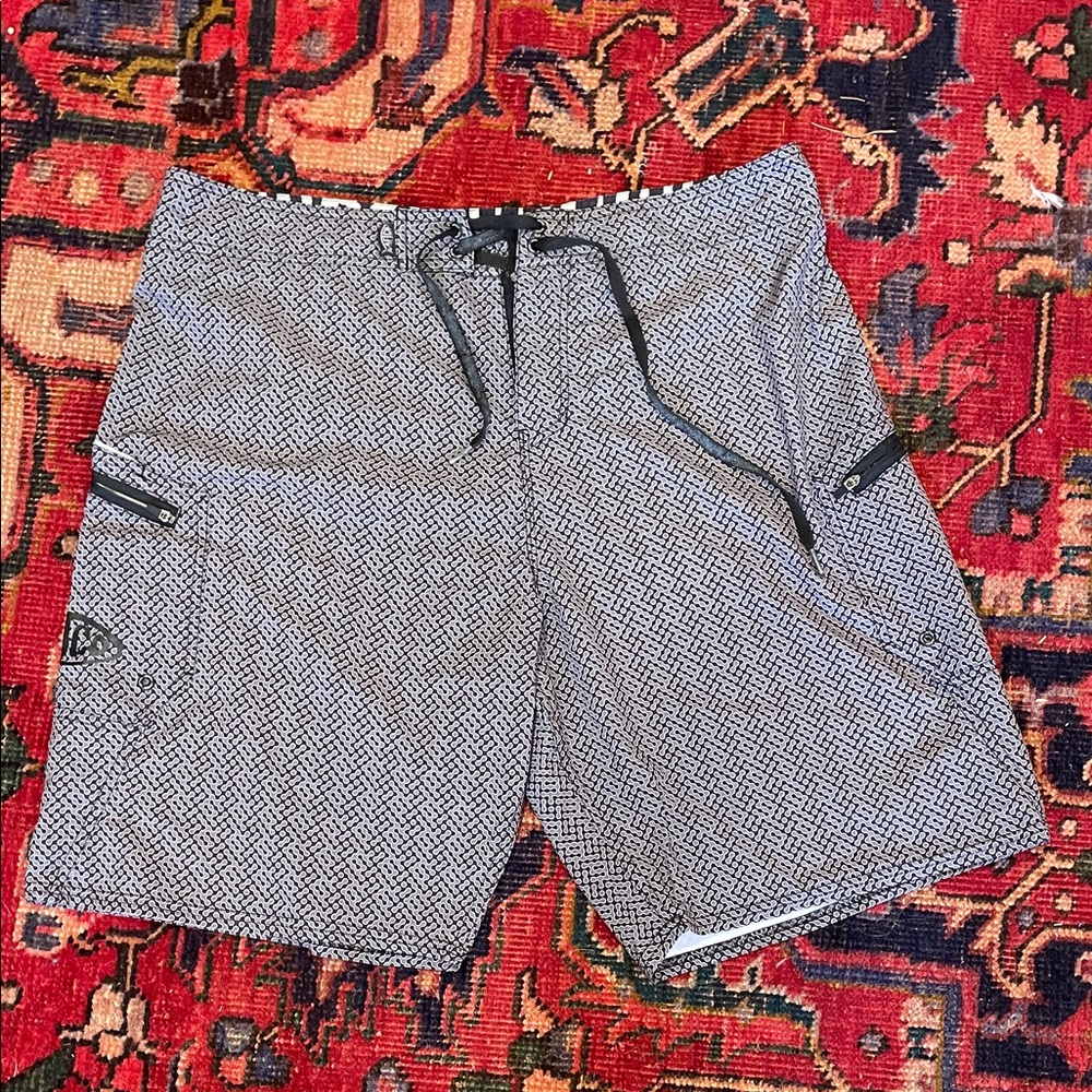 AFTCO Black and Gray Patterned Shorts